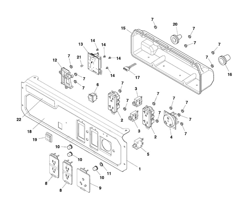 Control Panel Diagram and Parts List for 030729-00  Briggs and Stratton Generator